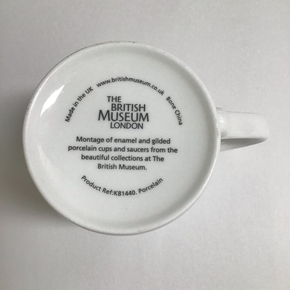 Porcelain Teacup Motif The British Museum Bone China Blue Coffee Cup Gilded Gold - Picture 12 of 12